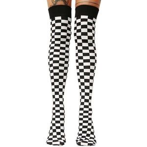Checkered Black and White Knee Socks